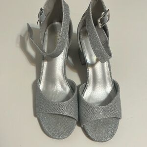 silver sparkle/ glitter heels